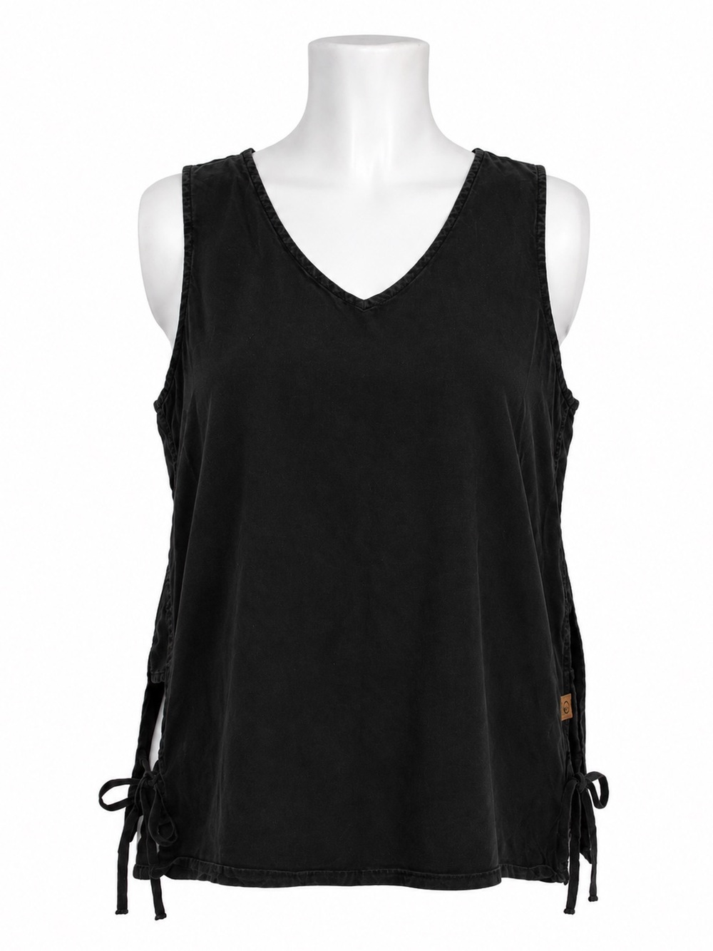 Size M Tentree Women’s Langford Side Tie Tank Black Tencel Eco Boho Sleeveless